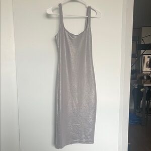 American Apparel Shimmering Silver Midi Dress